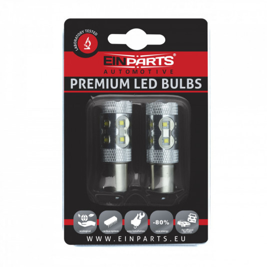 Einparts P21W LED žárovka 50W (10x Cree XT-E) 6000K – výkonné světlo pro vaše auto
