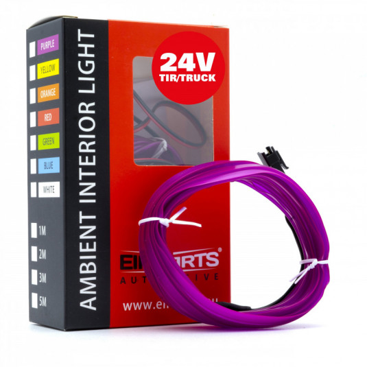 Einparts LED světlovodný pásek 3 m, fialový, 24 V – dekorativní osvětlení s 360° září - Obrázek 4