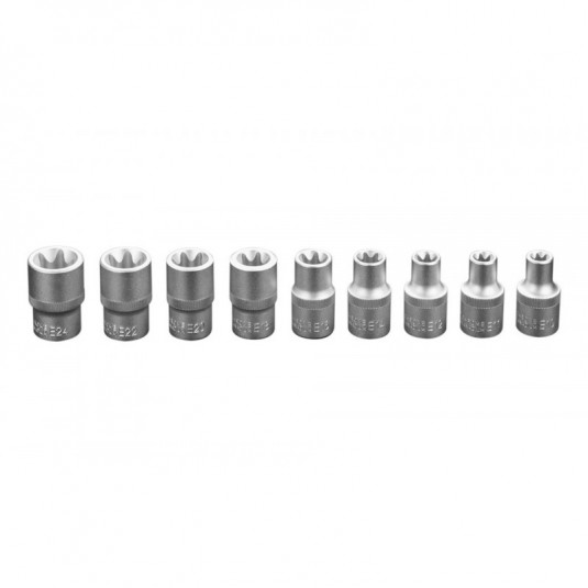NEO Nástrčné klíče 1/2 Torx 9ks – Sada nástavců E10–E24 pro servis a domácí opravy