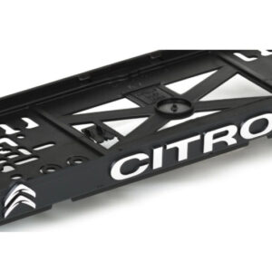 3D podložka pod SPZ s logem CITROEN – černá s chromovým nápisem