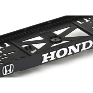 3D podložka pod SPZ s logem HONDA – černá s chromovým nápisem