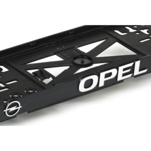 3D podložka pod SPZ s logem OPEL – černá s chromovým nápisem