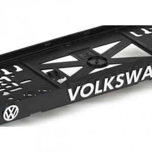3D podložka pod SPZ s logem Volkswagen – černá s chromovým nápisem