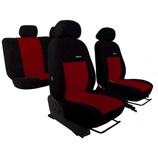 Autopotahy Elegance bordově černé z velouru – univerzální kompletní sada pro auto