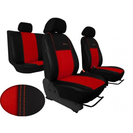 Autopotahy Exclusive Alcantara červeno-černé – luxusní potahy z Alcantary a ekokůže, kompatibilní s airbagy - Obrázek 5