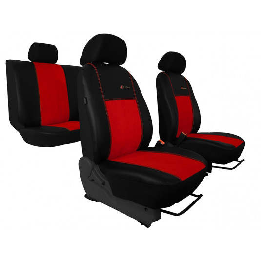 Autopotahy Exclusive Alcantara červeno-černé – luxusní potahy z Alcantary a ekokůže