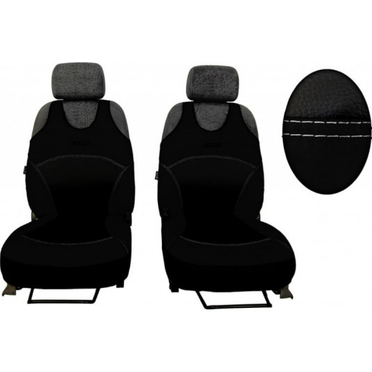 Autotrička Active Sport Alcantara A černá – luxusní potahy pro přední sedadla s ochranou airbagů
