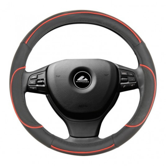 Potah volantu černo/červený ELEGANCE 37-39 cm – lepší úchop a styl pro každý interiér