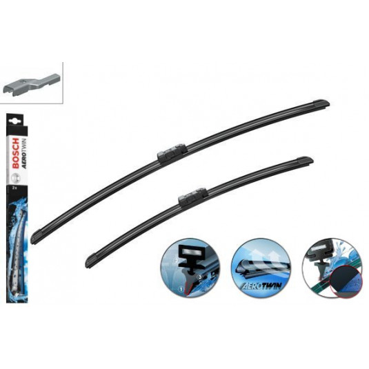 Bosch Aerotwin přední stěrače 650/500 mm pro VOLVO V60 (09/10–06/15) – tichý a rovnoměrný výmět
