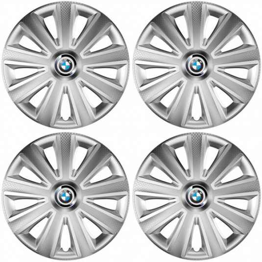 Poklice BMW 16 palců Aviator carbon RC 16 silver – Versaco s logem pro plechové disky