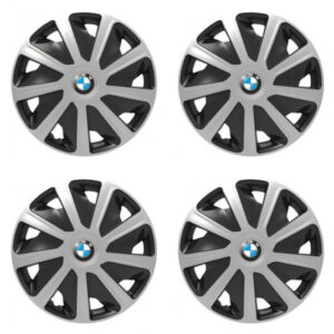Poklice 16 palců pro BMW – Silver & Black od Versaco s logem