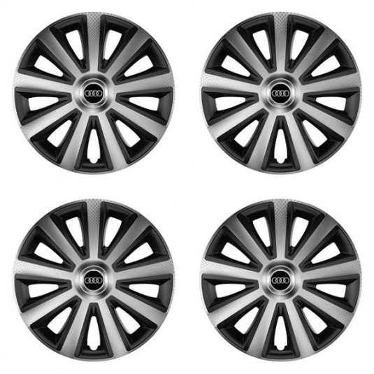 Poklice pro Audi 14 palců Aviator – carbon silver & black s logem