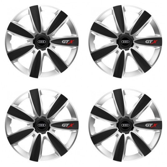 Poklice pro Audi 14 palců GTX CARBON silver/black – chrání disky a zdobí vzhled