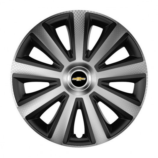 Poklice 15 palců pro Chevrolet Aviator – Carbon Silver & Black s logem - Obrázek 2
