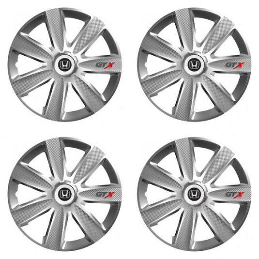 Poklice pro Honda 14 palců GTX CARBON silver – Sada s logem Honda od Versaco