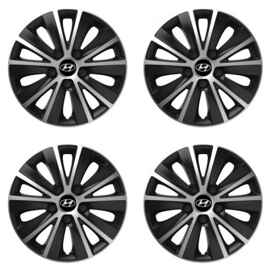 Poklice pro Hyundai 14 palců – Silver & Black s logem
