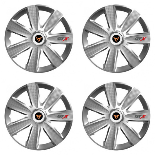 Poklice pro Cupra 14 palců GTX CARBON silver – styl a ochrana plechových disků