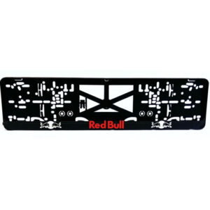 3D podložka pod SPZ s logem Red Bull – černá s chromovým nápisem | Lampa