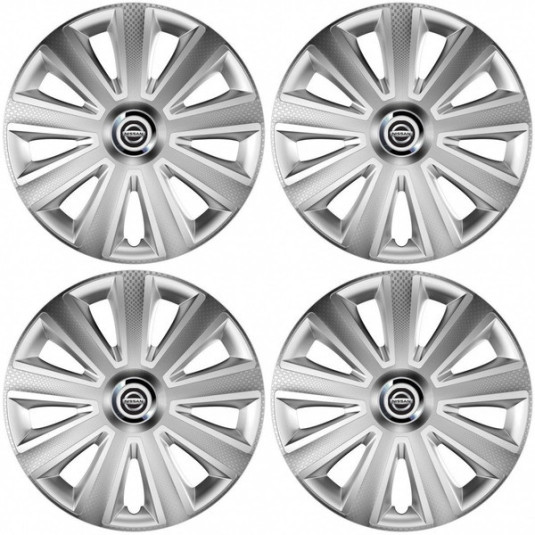 Poklice 16 palců pro Nissan Aviator carbon RC 16 silver – styl a ochrana kol s logem