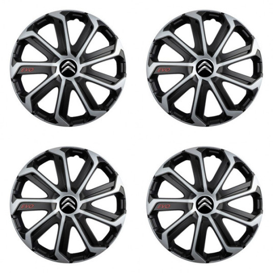 Poklice Citroen 14 palců black&silver | S logem