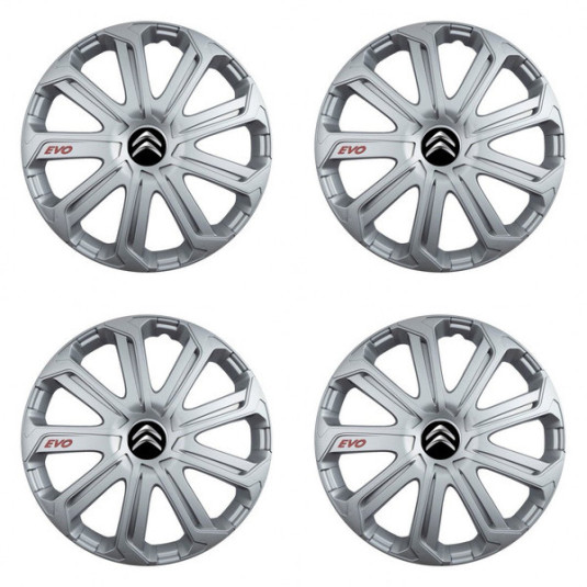 Poklice pro Citroen 15 palců Evo Silver – chrání disky a dodají vzhled vozidla styl