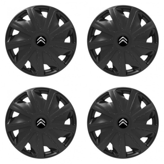 Poklice Citroen 15 palců – Craft Black | 4 ks + logo | Versaco