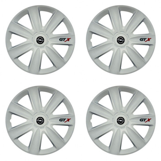 Poklice 14 palců Opel GTX carbon white – 4 ks s logem