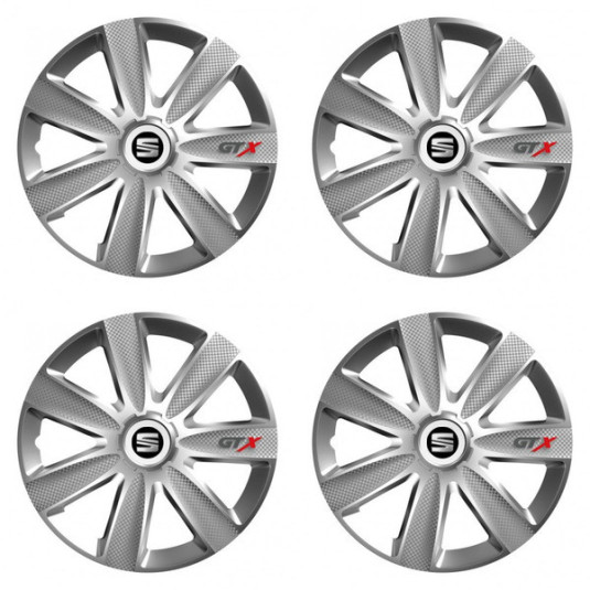 Poklice pro Seat 14 palců GTX CARBON silver – chrání disky a dodají vzhledu šmrnc