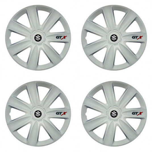 Poklice pro Suzuki 14 palců GTX carbon white | S logem | Versaco