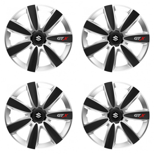 Poklice 14 palců pro Suzuki GTX CARBON silver/black – chrání disky a zdobí vzhled
