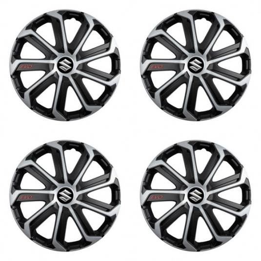 Poklice pro Suzuki 16 Evo black&silver – chrání disky a dodají vzhled premium