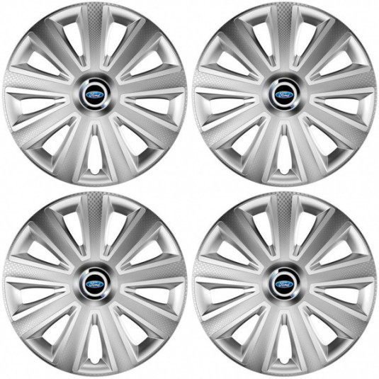Poklice Ford 14 palců carbon RC silver – chrání disky a dodají luxusní vzhled | Versaco