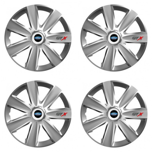 Poklice pro Ford 15 palců GTX CARBON silver – chrání disky a zvyšují styl