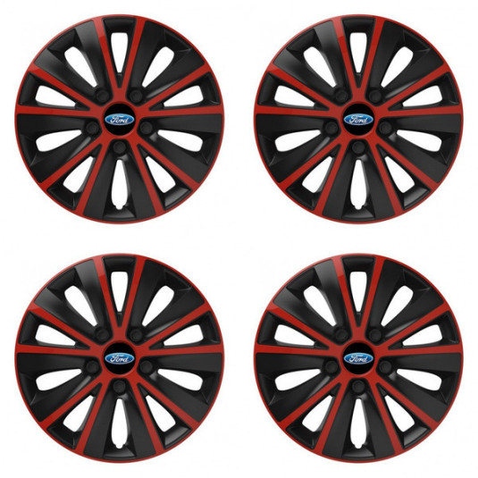 Poklice pro Ford 15 RAPIDE red and black – chrání disky a dodají styl