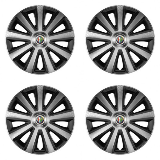 Poklice Alfa Romeo 16 palců – Carbon Silver&Black s logem