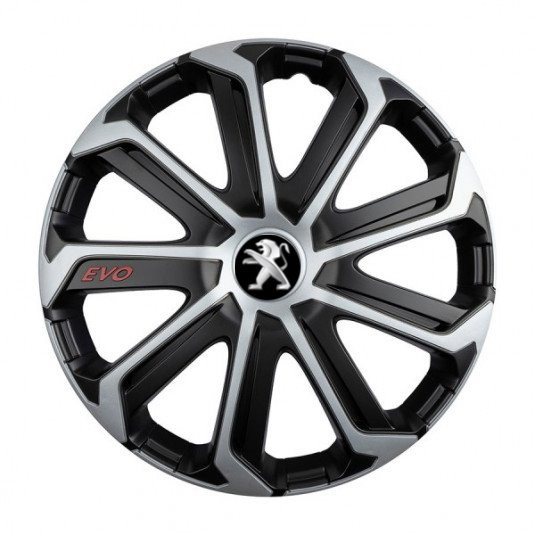 Poklice Peugeot 14 palců black&silver s logem – chrání disky a vylepší vzhled - Obrázek 2