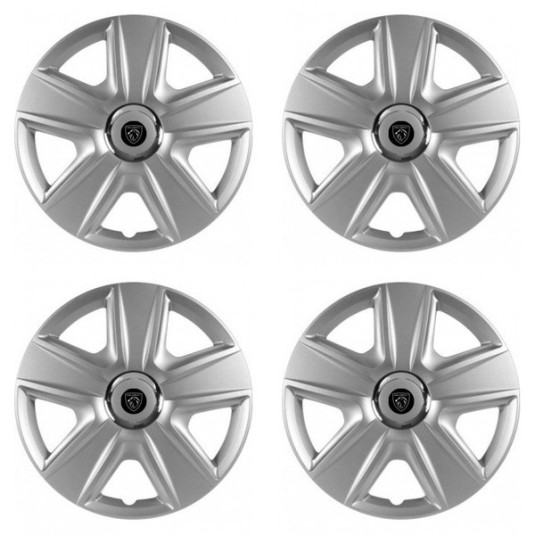 Poklice pro Peugeot 15 palců s novým logem – sada 4 kusů + samolepky Versaco