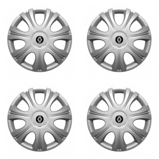 Poklice pro Renault 15 palců s novým logem – 4ks + samolepky Versaco