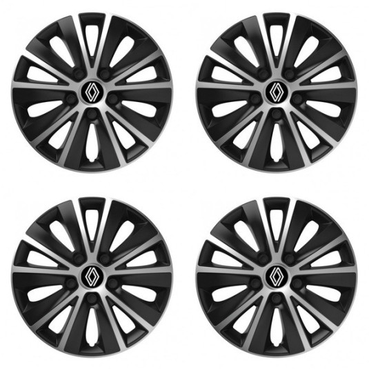 Poklice pro Renault 16 palců Rapid Silver and Black s logem – chrání disky