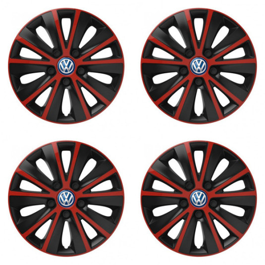 Poklice pro VW 14 palců modré s logem – Versaco Rapid Red and Black