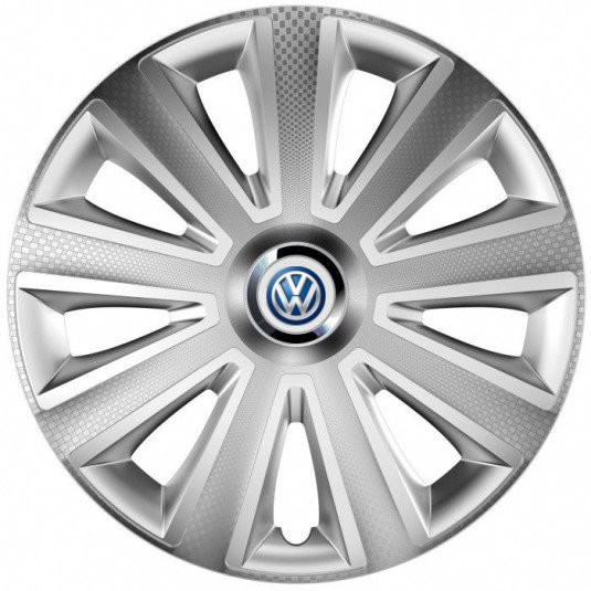 Poklice pro VW 15 palců Aviator carbon silver s modrým logem – chrání disky a zdobí vzhled - Obrázek 2