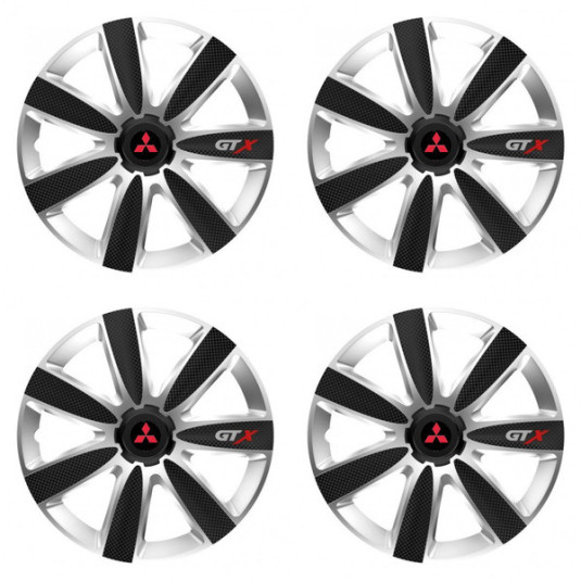 Poklice pro Mitsubishi 15 palců červené s logem – Versaco GTX CARBON silver/black