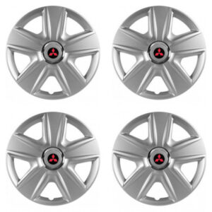 Červené poklice 15" pro Mitsubishi s logem – sada 4 ks od Versaco