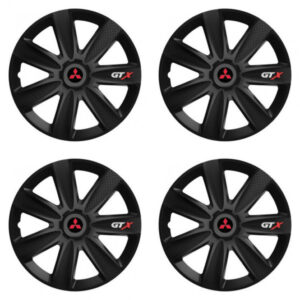 Červené poklice 15 palců pro Mitsubishi s logem – GTX CARBON black od Versaco