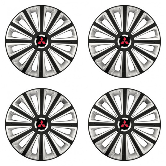 Červené poklice 15 palců pro Mitsubishi s logem – Versaco TREND RC double colour