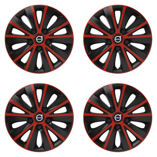 Poklice pro Volvo 16 palců černé s logem – Versaco Rapid Red and Black