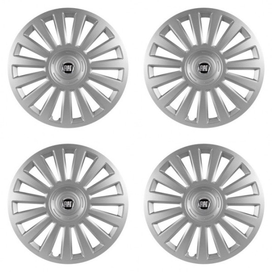 Poklice pro Fiat 14 palců s logem – černé
