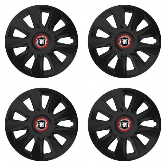 Poklice pro Fiat 14 palců černé s logem – Versaco STRATOS RR black