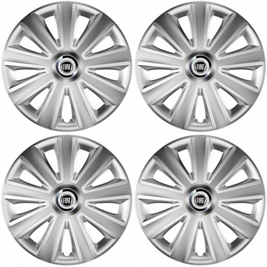 Poklice pro Fiat 15 palců – černé Aviator carbon silver s logem
