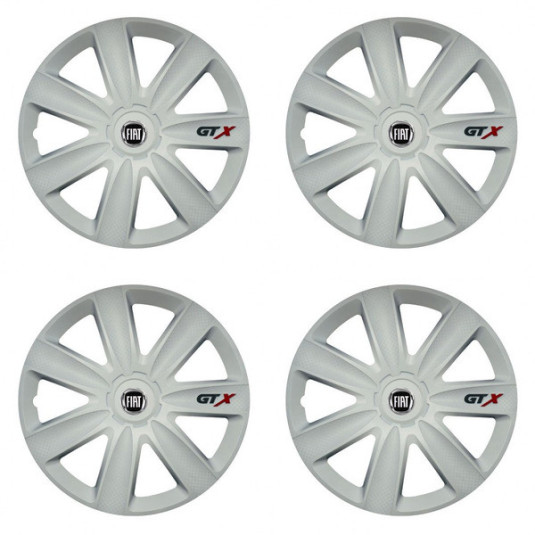 Poklice pro Fiat 15 palců černé GTX carbon white – chrání disky a vylepší vzhled